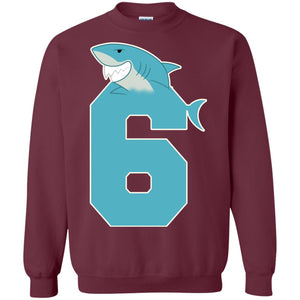 6th Birthday Shark Party ShirtG180 Gildan Crewneck Pullover Sweatshirt 8 oz.