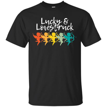 Vintage Retro Valentine_s Lucky Lovestruck Tshirt Black