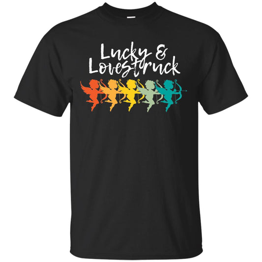 Vintage Retro Valentine_s Lucky Lovestruck Tshirt Black