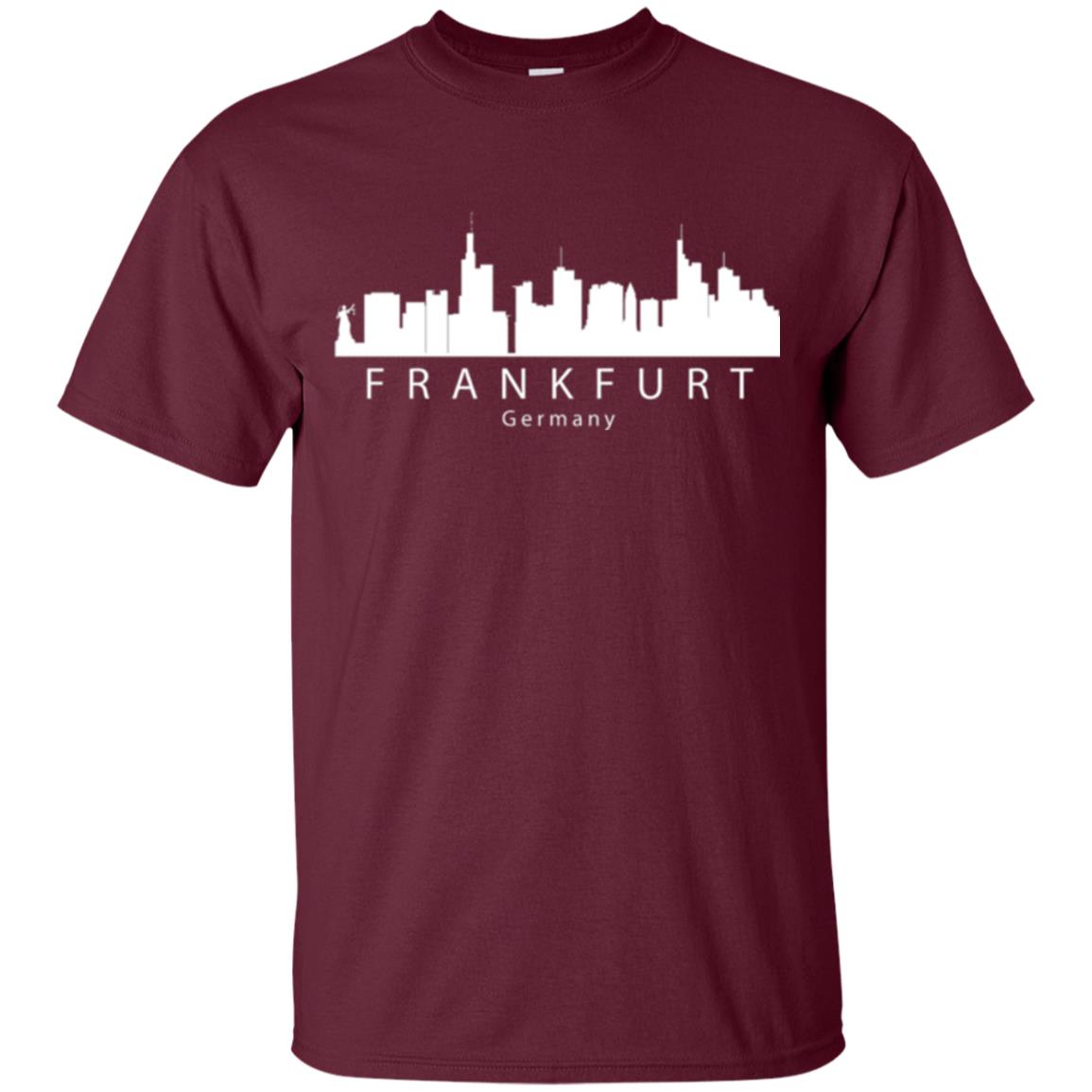 Frankfurt Germany Skyline T-shirt Maroon