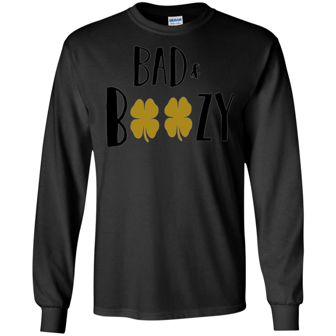 Bad And Boozy Funny Saint Patrick Day Drinking T-shirt Black