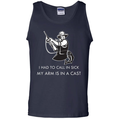 Fisherman T-shirt I Had To Call In Sick My Arm Is In A Cast Navy