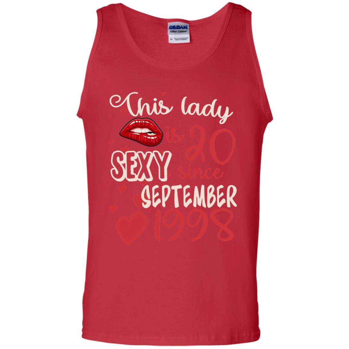 This Lady Is 20 Sexy Since September 1998 20th Birthday Shirt For September Womens Red