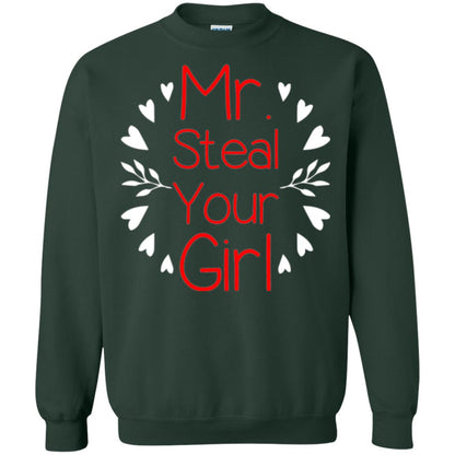 Funny Valentines Day Shirt Mr Steal Your Girl Forest Green