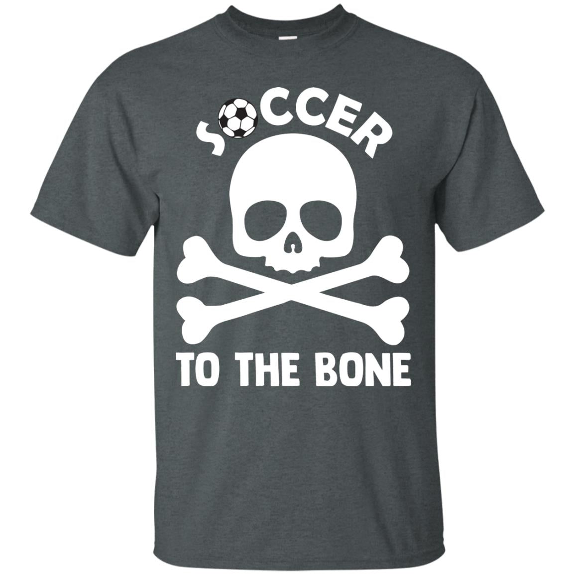 Soccer To The Bone Distressed Skull Soccer Passion Shirt Dark Heather