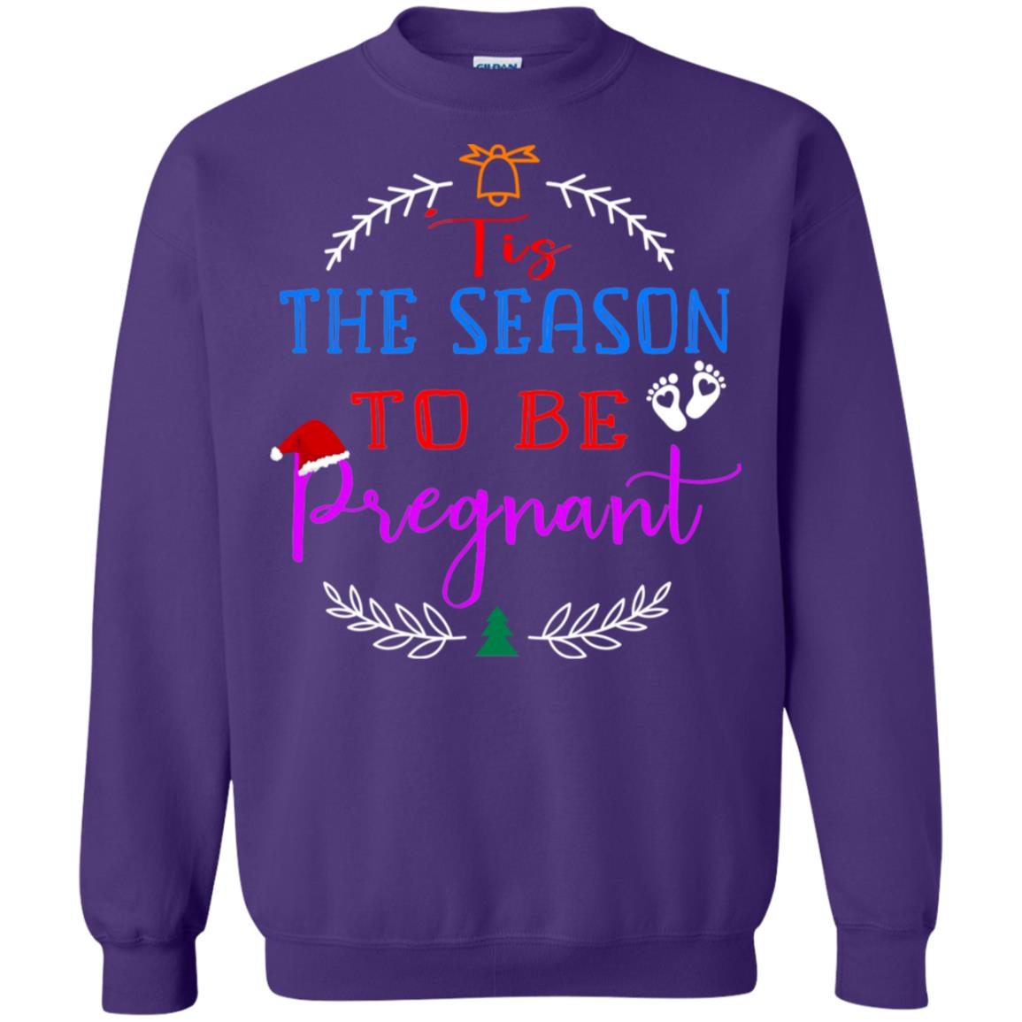 Tis Season To Be Pregnant Pregnancy Announcement Gift Shirt Purple