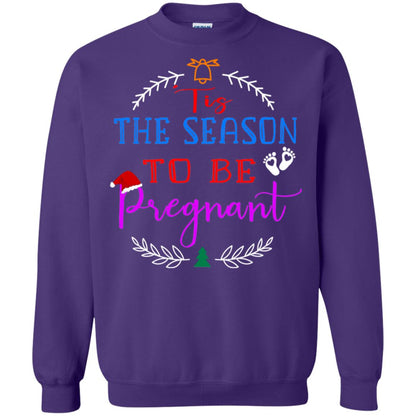 Tis Season To Be Pregnant Pregnancy Announcement Gift Shirt Purple
