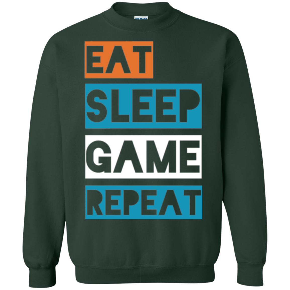 Eat Sleep Game Repeat Video Gamer Player T-shirt Forest Green