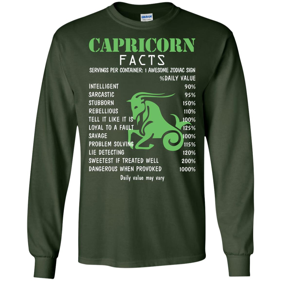 Capricorn Facts 1 Awesome Zodiac Sign Gift Shirt For Capricorn Horoscope Forest Green