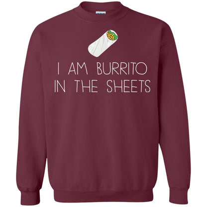 Burrito T-shirt I Am A Burrito In The Sheets Swaddling Maroon