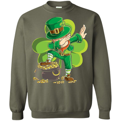Dabbing Leprechaun St Patricks Day T-shirt Military Green