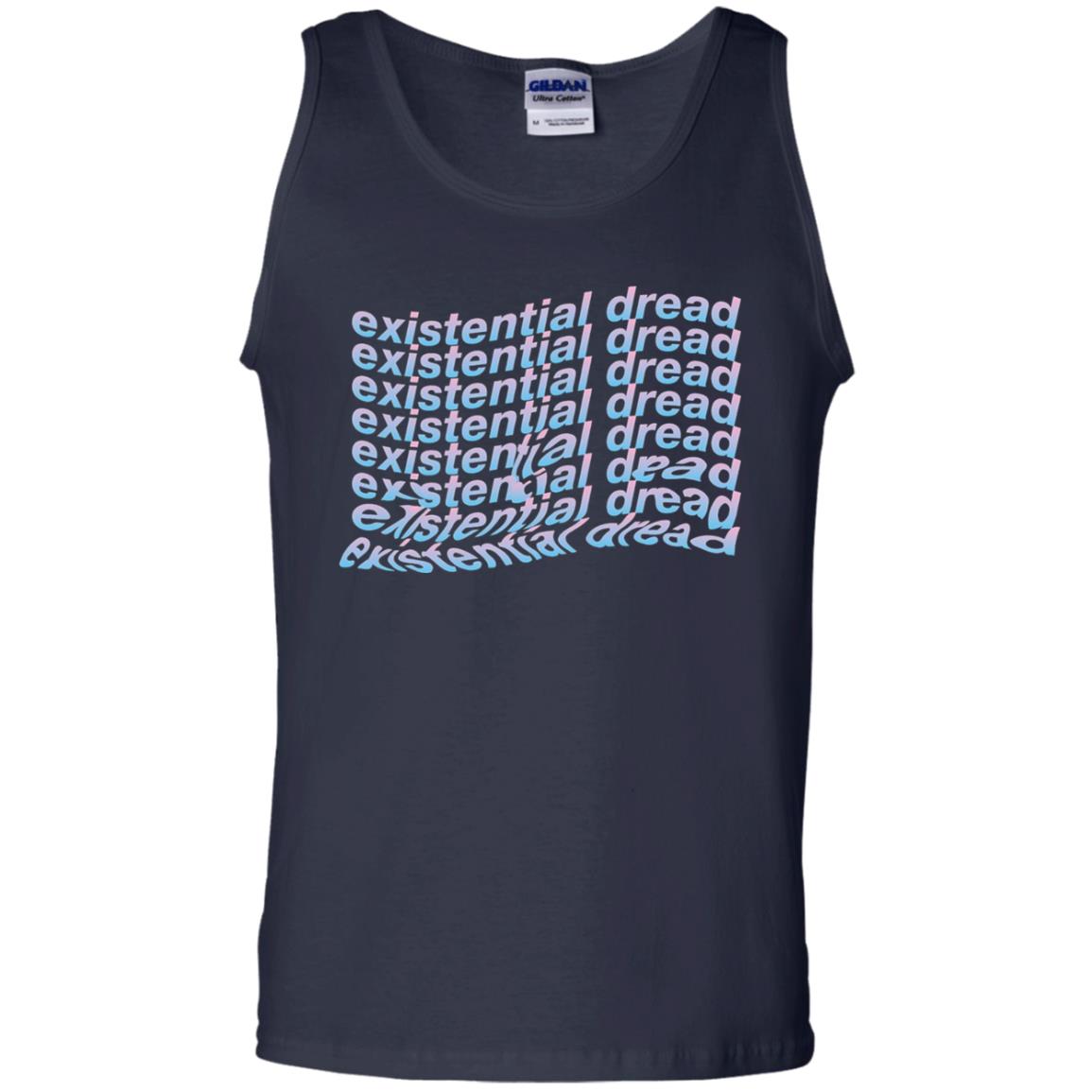 Existential Dread Waves Melting Distortion Aesthetic T-shirt Navy