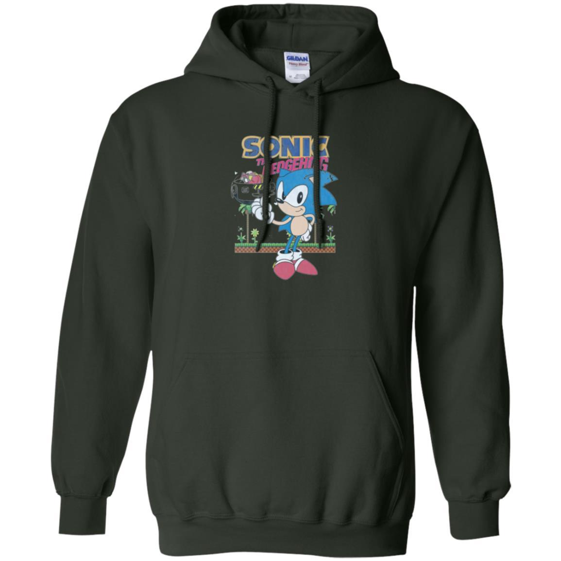 Gamer T-shirt Sega Sonic The Hedgehog Battles Dr. Eggman Robotnik Forest Green