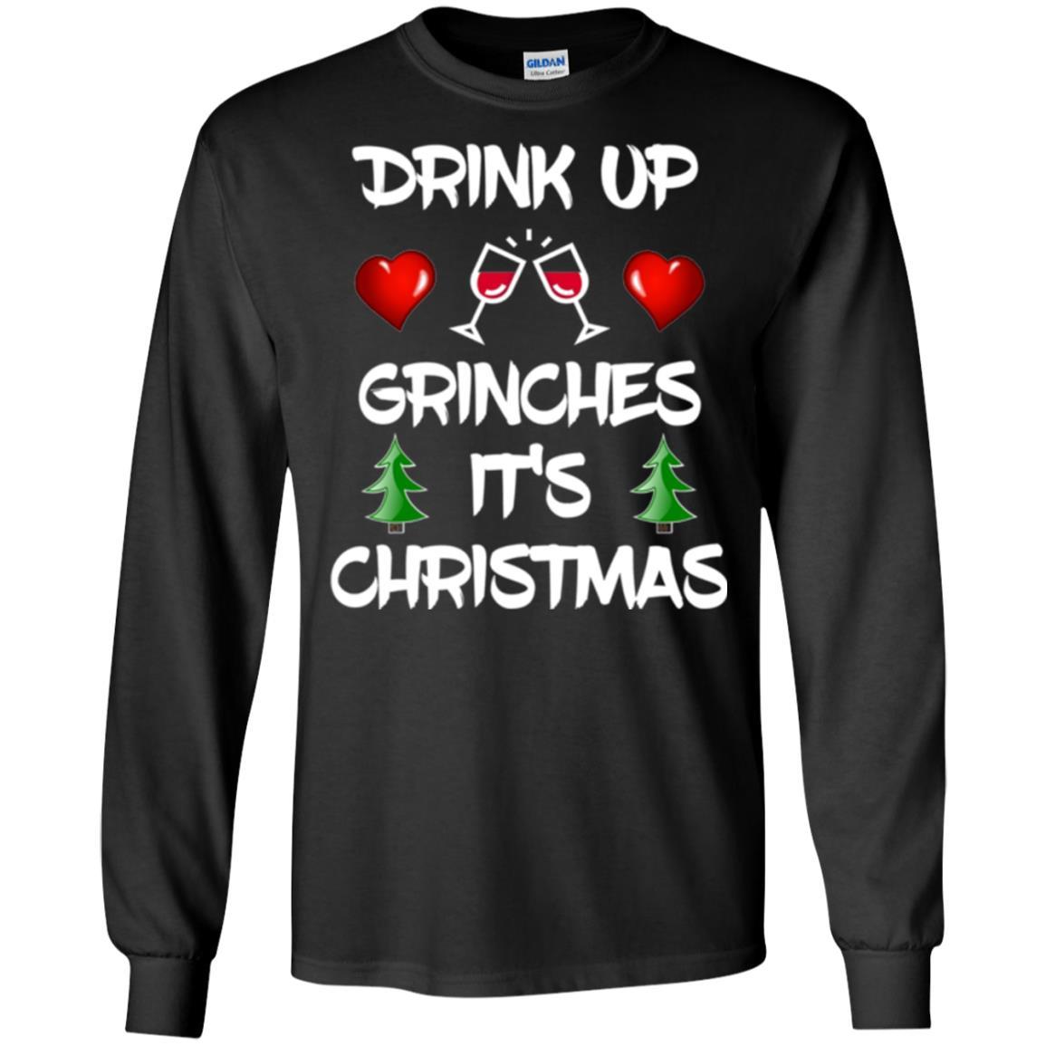 Wine Lover T-shirt Drink Up Grinches It's Christmas Black