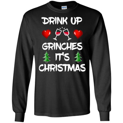 Wine Lover T-shirt Drink Up Grinches It's Christmas Black