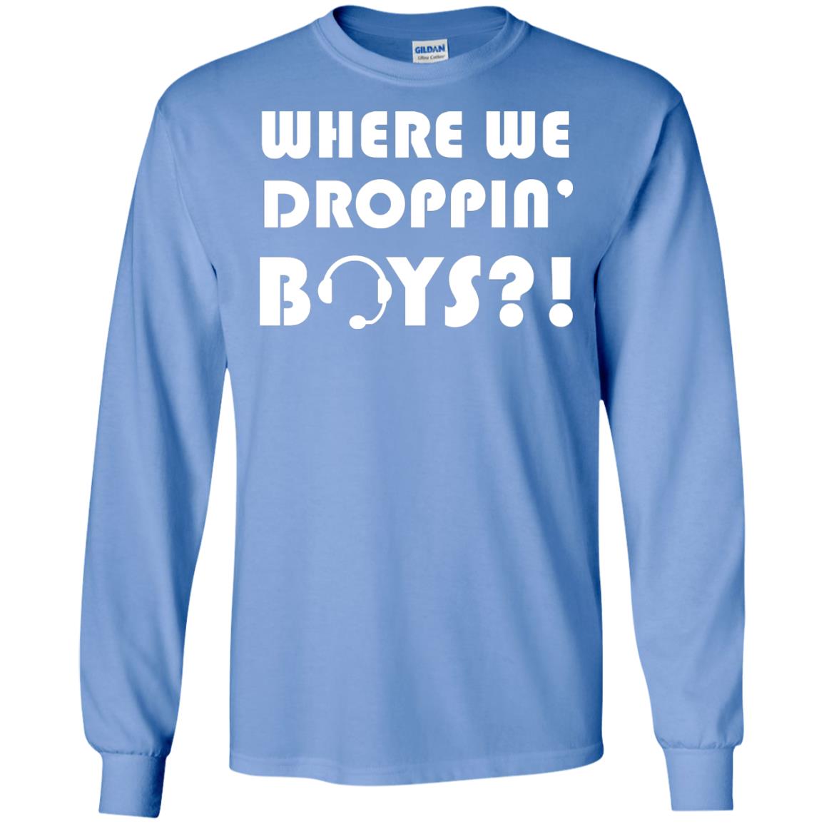 Where We Dropping Boys Gamer Shirt Carolina Blue