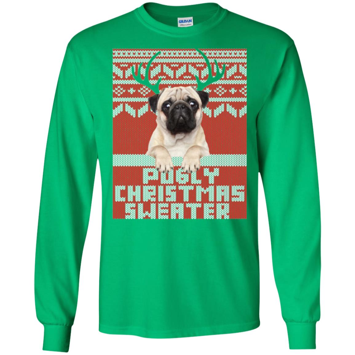 Dog Lovers T-shirt Pugly Christmas Sweater Irish Green