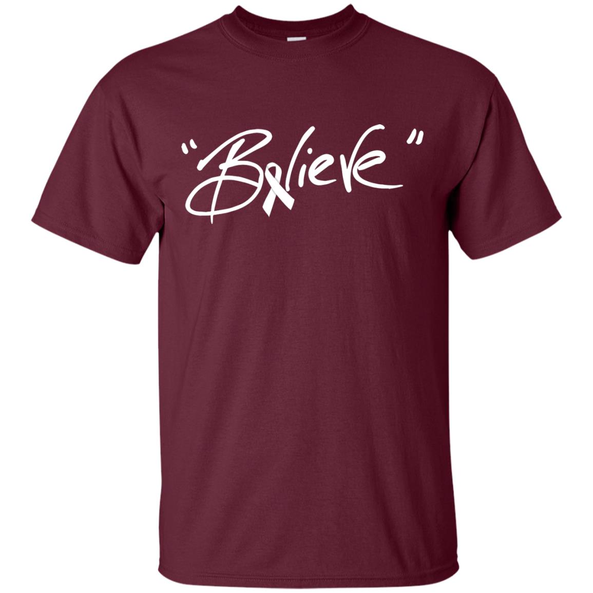 Lung Cancer Awareness Shirt Clear Ribbon Believe Maroon