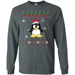 Penguin With Santa Hat Merry X-mas Ugly Christmas Gift Shirt For Mens Womens KidsG240 Gildan LS Ultra Cotton T-Shirt
