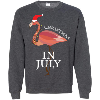 Flamingo With Santa_s Hat Christmas In July Xmas In Summer Shirt Dark Heather
