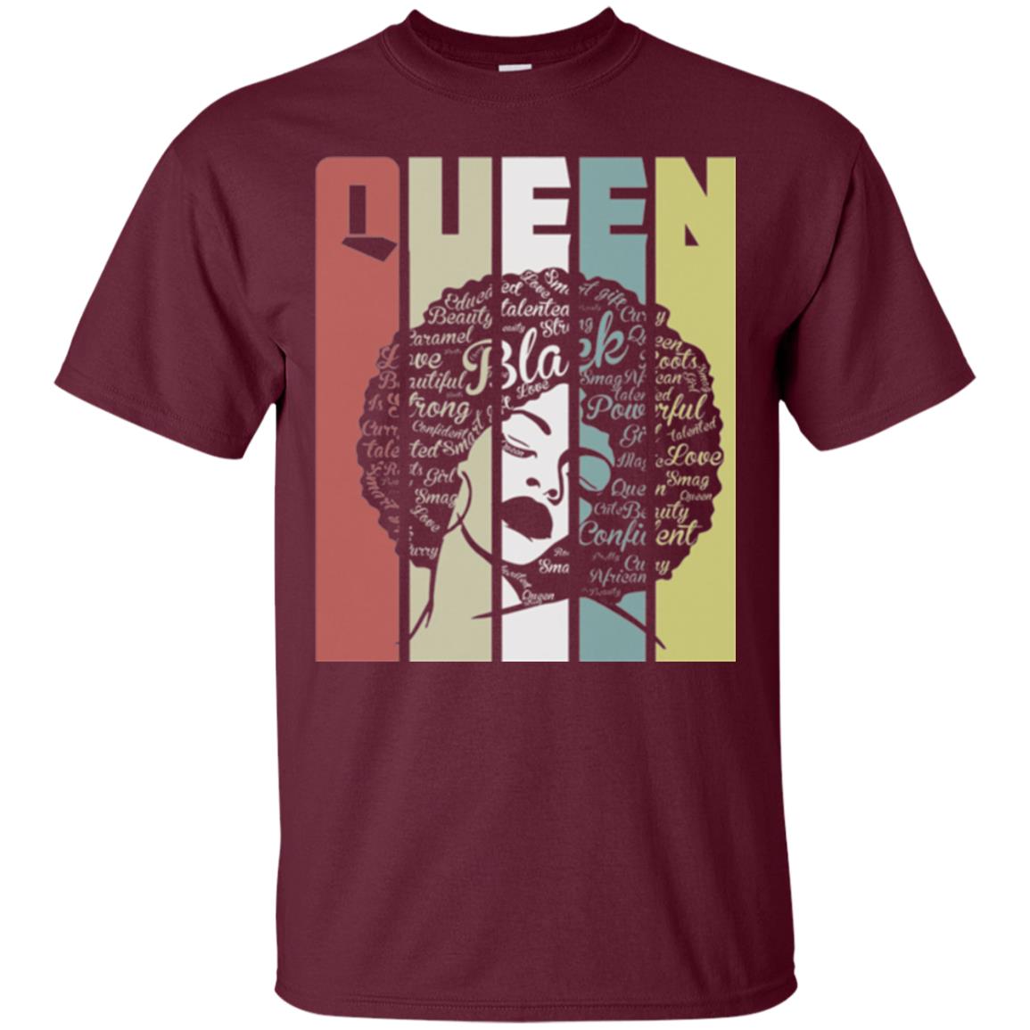 Vintage Retro Strong Black Woman With Natural Hair Afro T-shirt Maroon