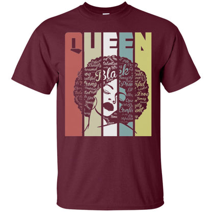 Vintage Retro Strong Black Woman With Natural Hair Afro T-shirt Maroon