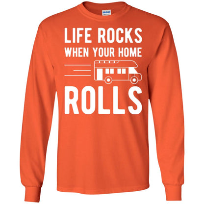 Camper Rv T-shirt Life Rocks When Your Home Roll Orange