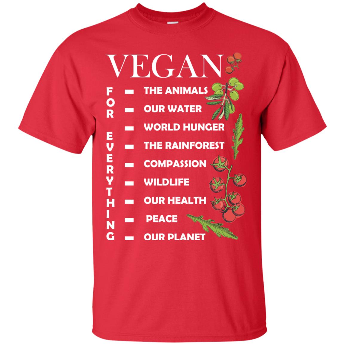 Vegetarian T-shirt Vegan For Everything Red