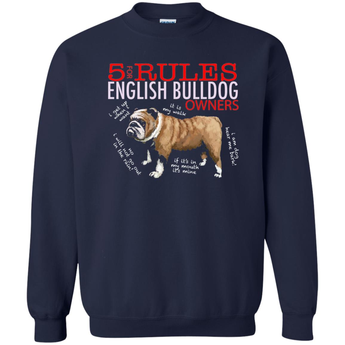 5 Rules For English Bulldog Owners Dog Lover Shirt Navy