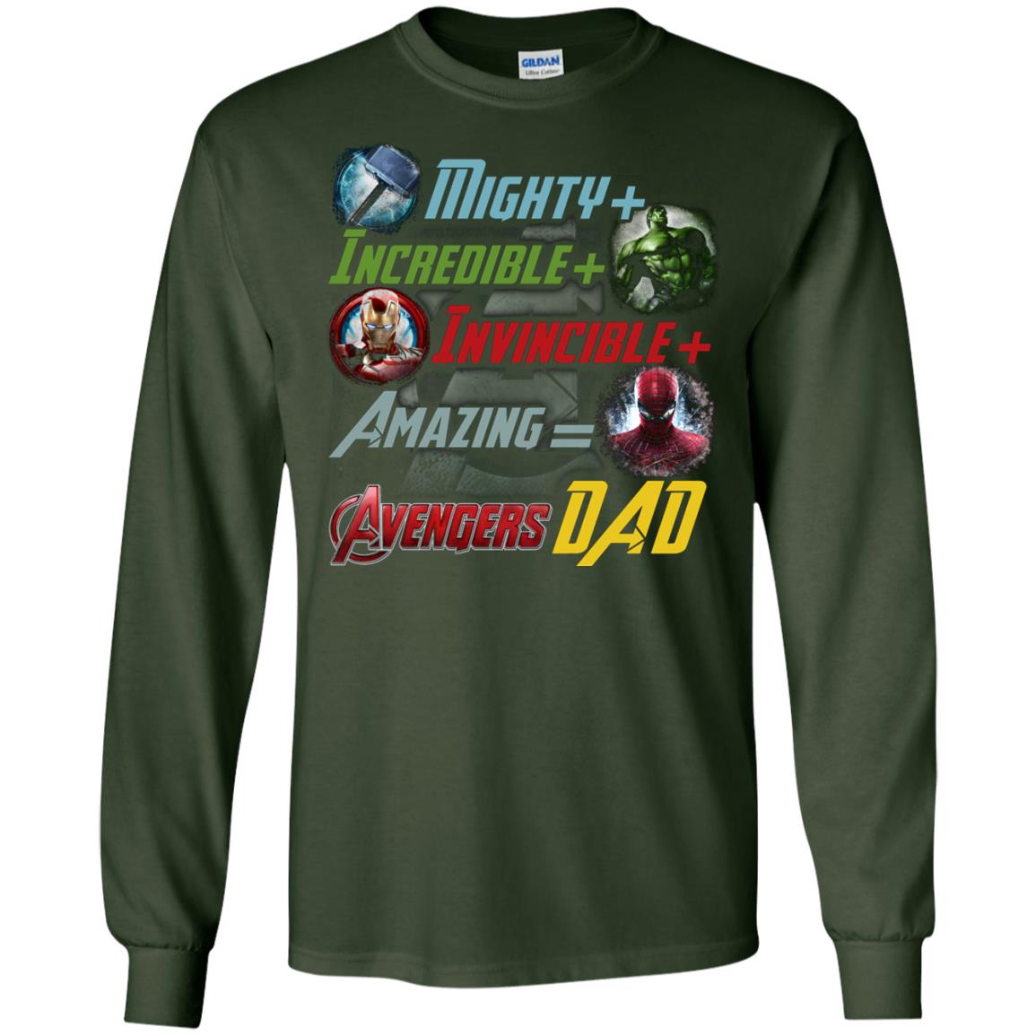 Mighty Incredible Invincible Amazing Dad Movie Fan T-shirt Forest Green