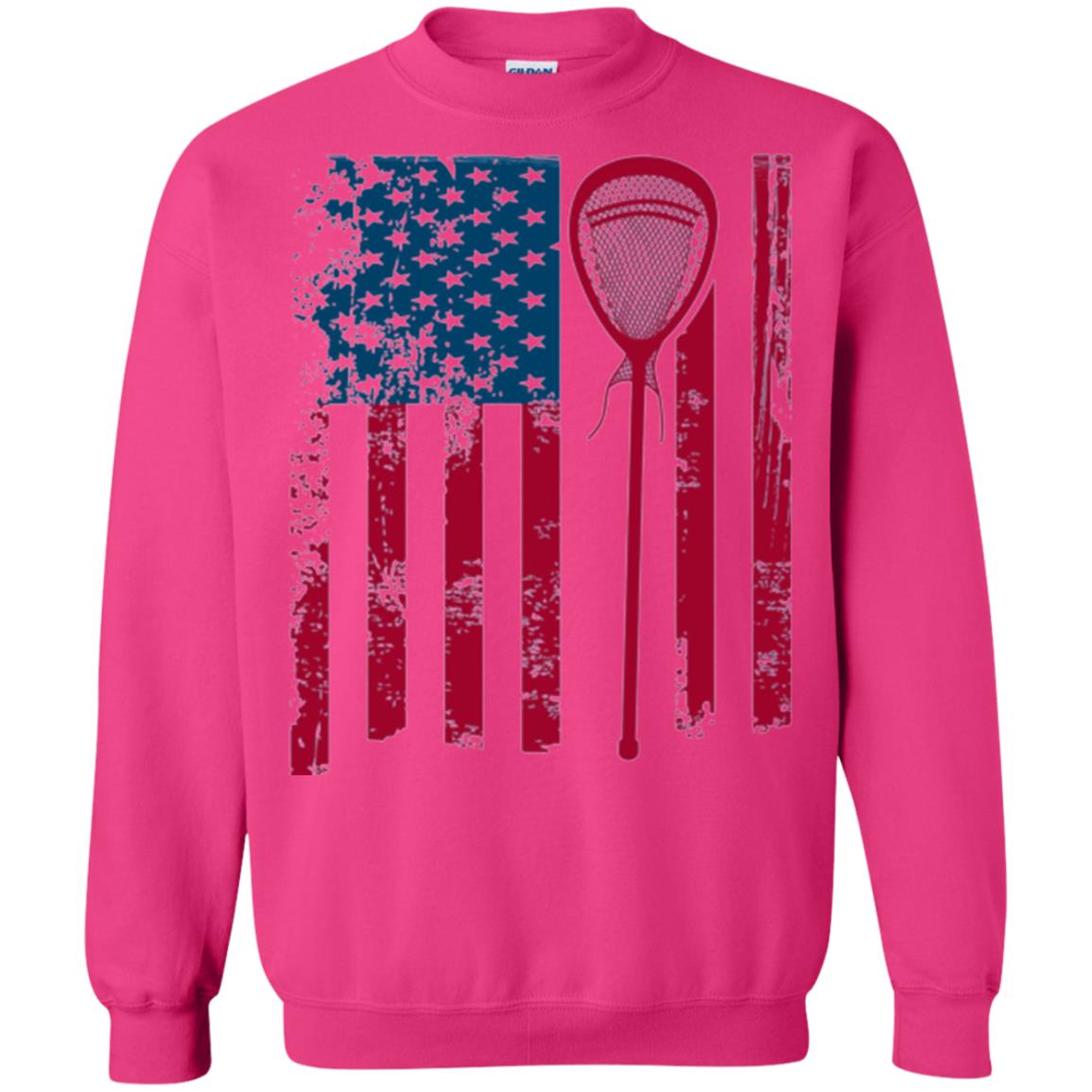 Lacrosse Player T-shirt Lacrosse American Flag Stick Heliconia
