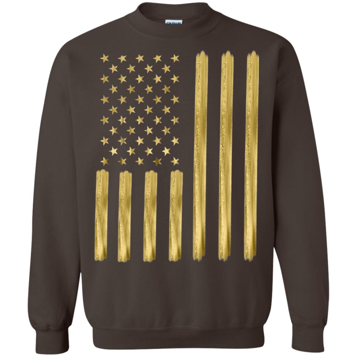 Faux Gold Paint American Flag T-shirt Dark Chocolate