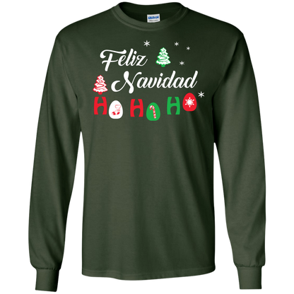 Chirstmas T-Shirt Feliz Navidad Ho Ho Ho Forest Green