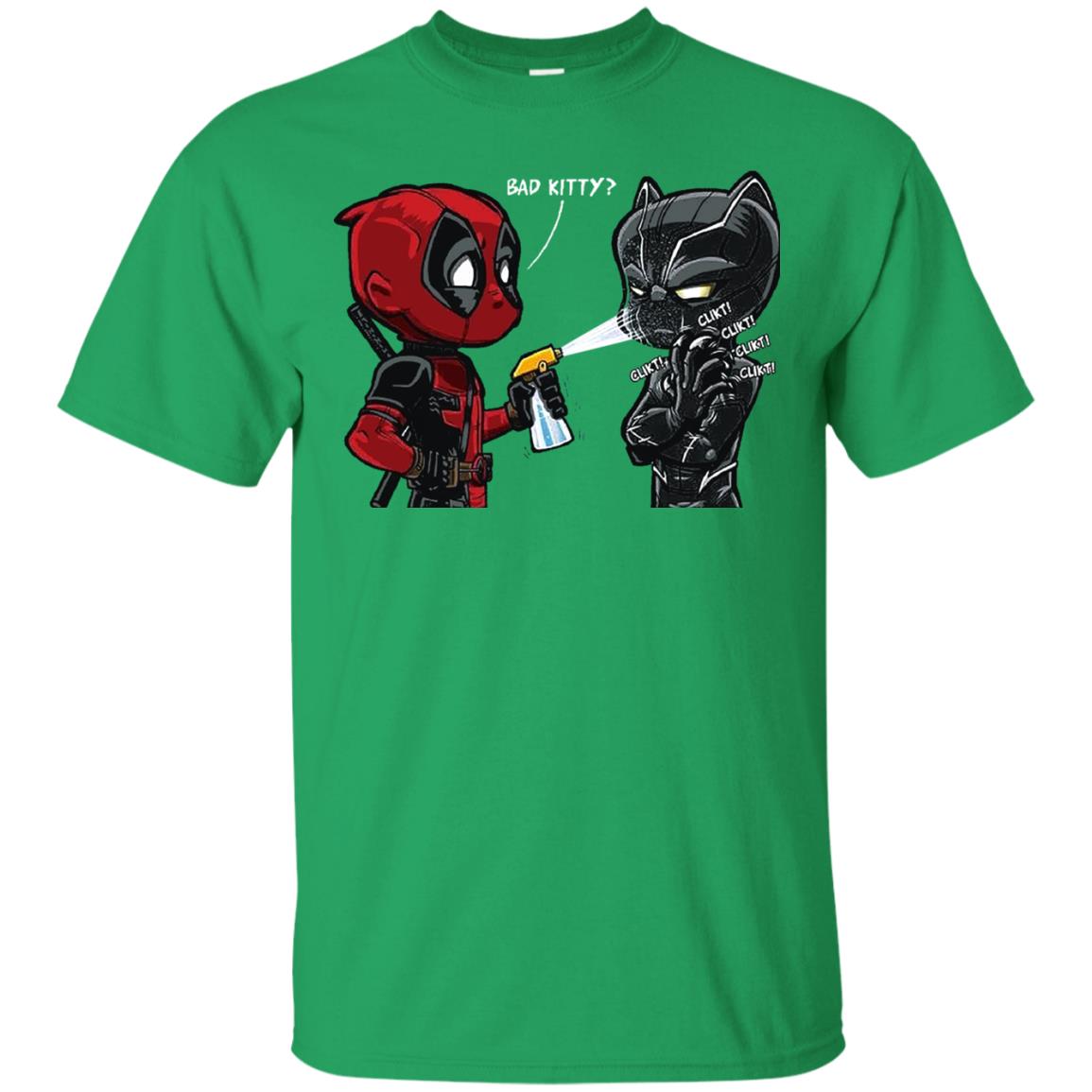 Deadpool Black Panther Bad Kitty Film Lover T-shirt Irish Green