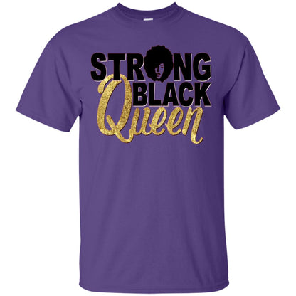 Strong Black Queen Gold Afro Melanin Black Girl Magic T-shirt Purple