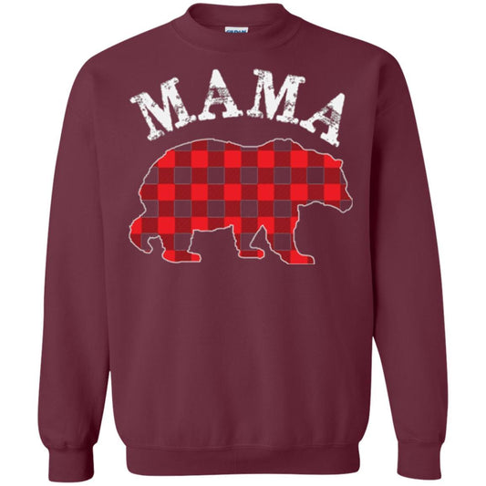 Mama T-shirt Red Plaid Mama Bear Maroon