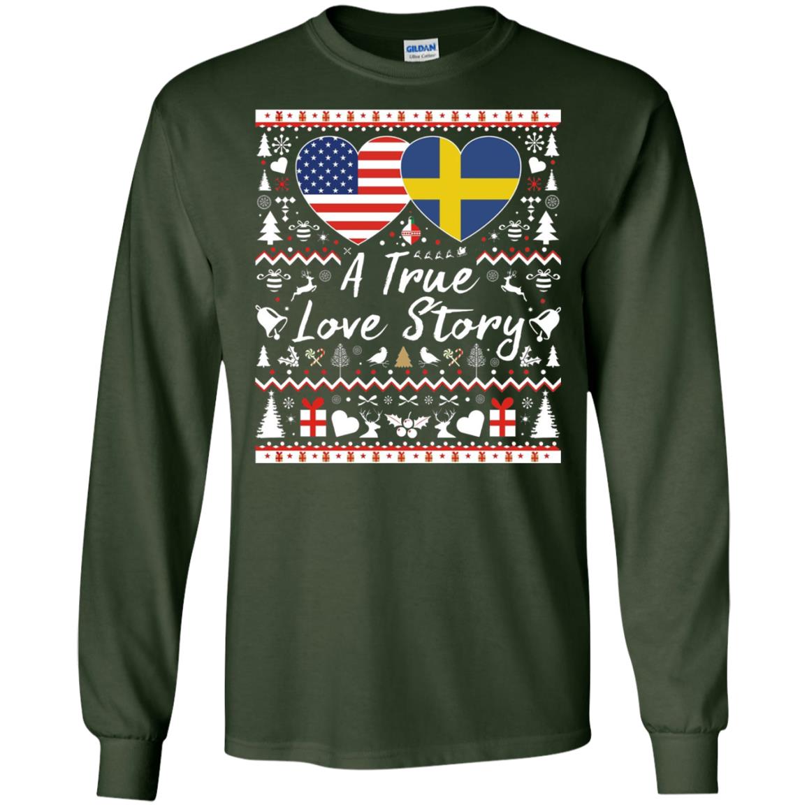Christmas T-shirt American Swedish A True Love Story Forest Green