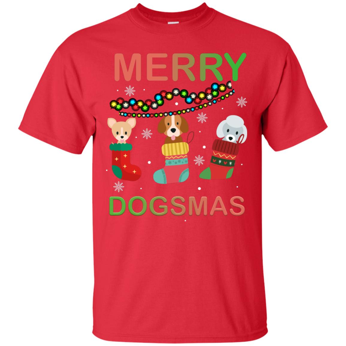 Merry Dogsmas X-mas Gift Shirt For Dogs Lovers Red
