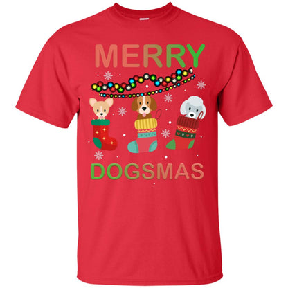 Merry Dogsmas X-mas Gift Shirt For Dogs Lovers Red