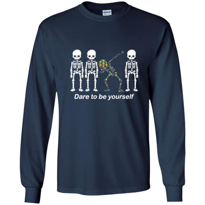 Dabbing T-shirt Dabbing Skeleton Dare To Be Yourself Navy