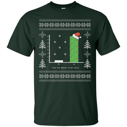 Christmas T-shirt Carol Bar Graph Forest Green