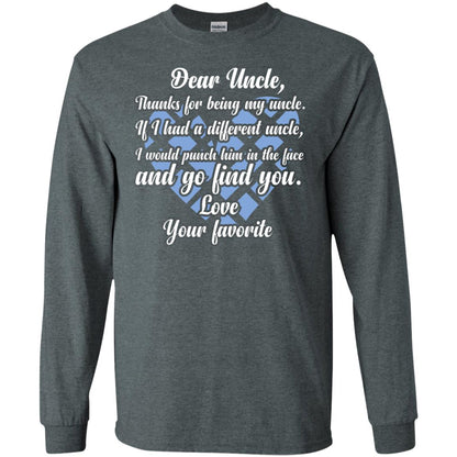 Dear Unclethank For Being My Uncle Family T-shirt Dark Heather