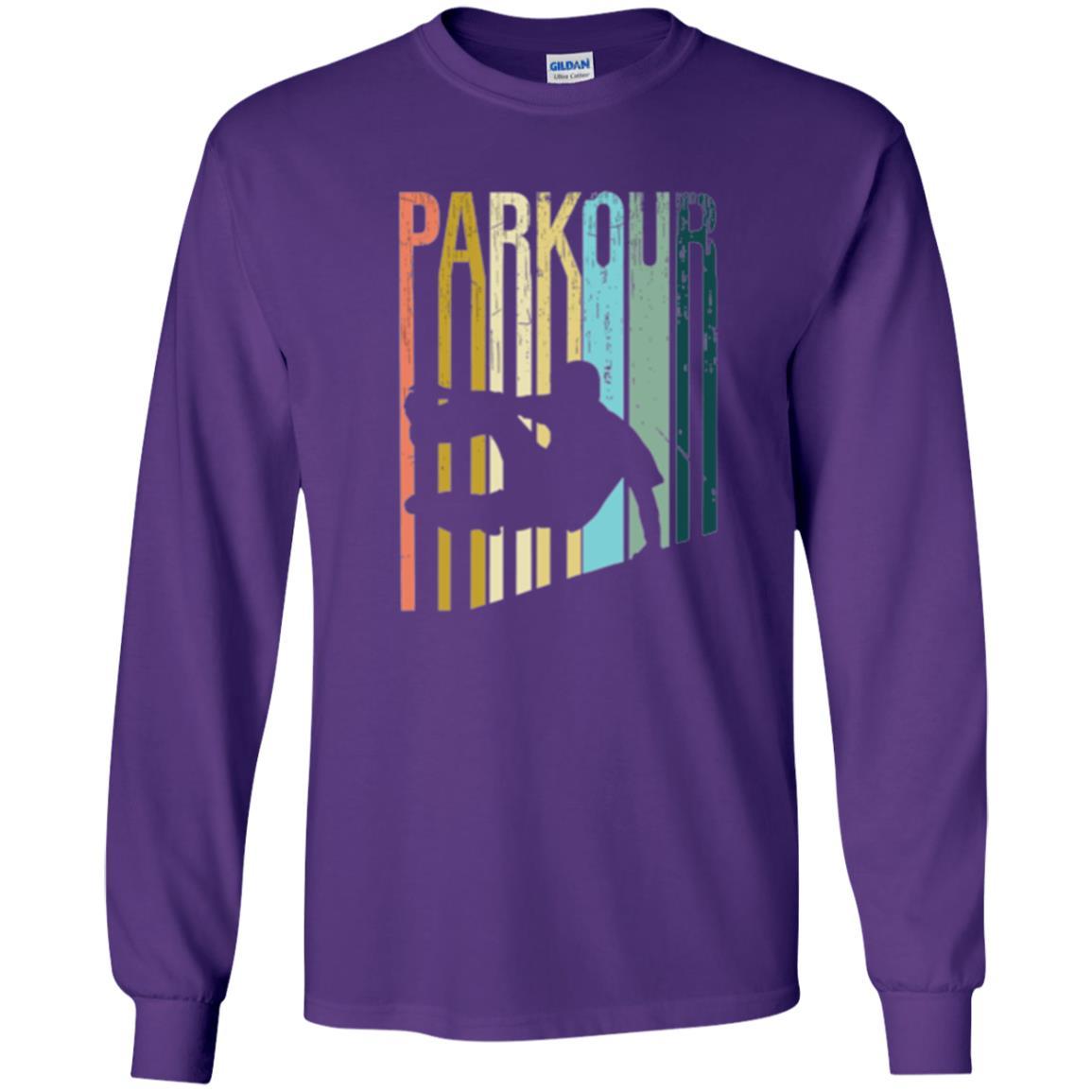 Parkour T-shirt Distressed Style Parkour Silhouette Purple