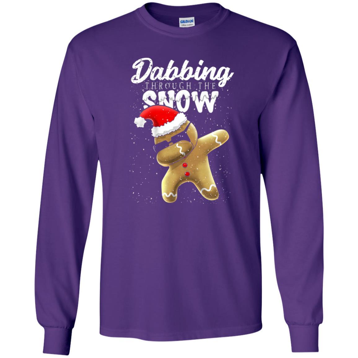 Dabbing Gingerbread T-shirt Dabbing Through The Snow Purple