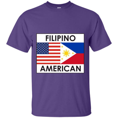Filipino American T-shirt Philippines Usa Flags Purple