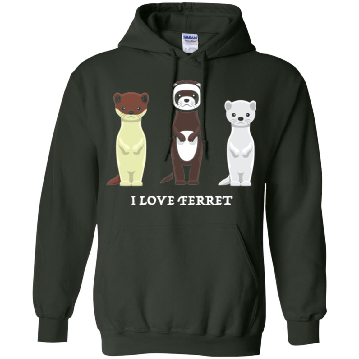 Ferret T-shirt I Love Ferret Forest Green