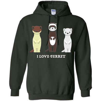 Ferret T-shirt I Love Ferret Forest Green