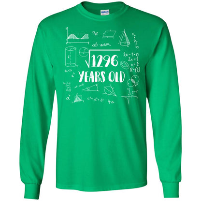 Square Root Of 1296 36th Birthday 36 Years Old Math T-shirt Irish Green