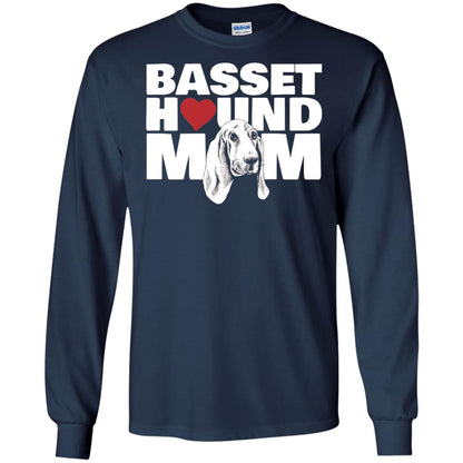 Basset Hound Mom Heart T-shirt Navy