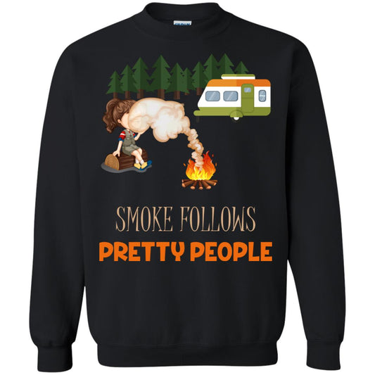 Smoke Follows Pretty People Camping Bbq Gift Shirt Black